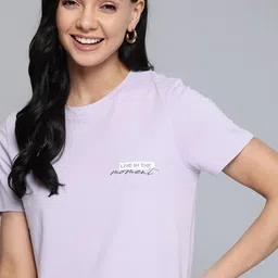 Mast & Harbour Women Lavender Pure Cotton Solid T-shirt-picture-6