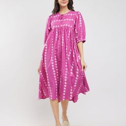Pink Fort Women Polka Dot Print A-Line Midi Dress-image-93