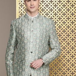 House of Pataudi Jashn Woven Design Bandhgala Blazer-picture-39