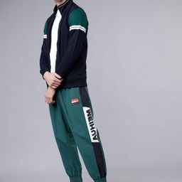 HIGHLANDER Men Navy Blue & Green Colourblocked Sweatshirt-image-69