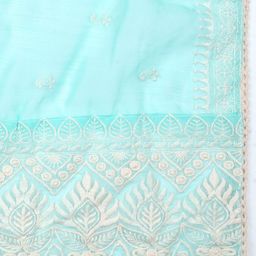 Dupatta Bazaar Sea Green & White Embroidered Net Dupatta image 2