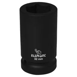 Elephant 1 inch (25.4 mm) Square Drive Imapct Socket 6-Point 32 mm Size 90 mm Length Metal image 2