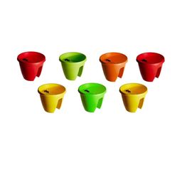 Planters | Railing Pots and Planter | Flower Pots | 12 Inch | Multi Colour | Set of 7-18