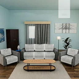 Myntra Elegant Homes Grey & White Cotton Sofa Cover-picture-0