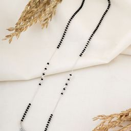 Wynona Rhodium-Plated American Diamond Stone Studded & Beaded Mangalsutra-image-6