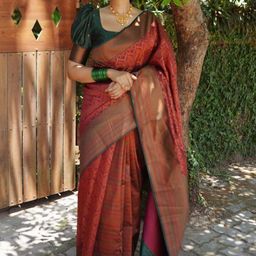CaniBani Red Silk Blend Banarasi Sarees-picture-27