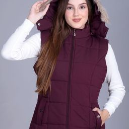 BARSTOW Lightweight Stand Collar Hooded Sleevesless Parka Jacket-picture-10