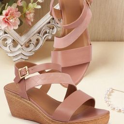 Carlton London Women Wedge Heel Sandals with Buckles-24