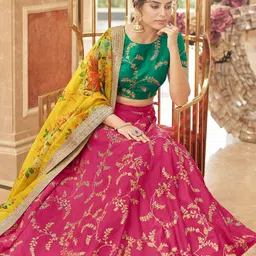 DIVASTRI Embroidered Sequinned Semi-Stitched Lehenga & Unstitched Blouse With Dupatta image 2