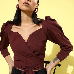 Sera Sweetheart Neck Crepe Wrap Crop Top-image-34