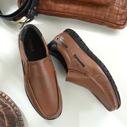 Franco Leone Men Solid Leather Round Toe Formal Slip On Loafers-image-30
