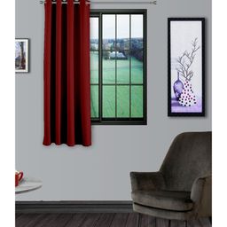 Divine Casa Super Satin Solid Semi Blackout Window Curtains With Metal Grommet - Red-image-6