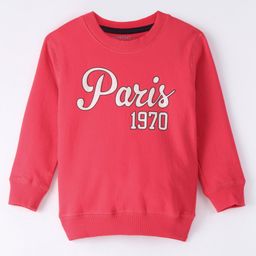 Doreme Cotton Terry Full Sleeves Sweatshirt Text Printed - Pink-picture-49