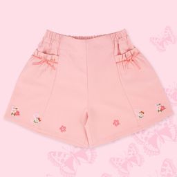 Cutecumber Floral Embroidered Shorts - Peach-image-9