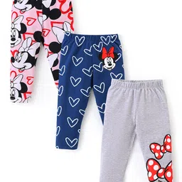 babyhug disney Babyhug Single Jersey Knit Full Length Leggings With Minnie Mouse Print Pack of 3 - Multicolor-picture-27