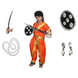 Kaku Fancy Dresses Laxmi Bai National Hero Freedom Fighter  Republic Day & Independence Day Theme Costume Set - Orange-image-23