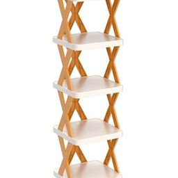 House of Quirk Plastic 5 Tier Shoes StandShoe Tower Rack Suit For Small SpacesClosetSmall EntrywayEasy Assembly And Stable In StructureCorner Storage Cabinet For Saving Space  - Orange-image-92