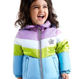 Babyhug Woven Full Sleeves Jacket with Detachable Hood Star Applique - Multicolour-image-64