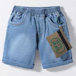 Little Kangaroos Anti Bacterial Washed Denim Shorts With Pocket Applique - Blue-picture-47