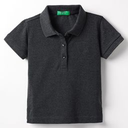 UCB Knit Half Sleeves Solid Color Polo T-Shirt - Black-image-26