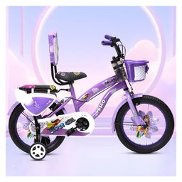Vesco Super Girl 16 Inch Kids Bicycle for Girls - With Basket, Backrest & Training Wheels, Ideal Kids Bike - Purple-picture-20