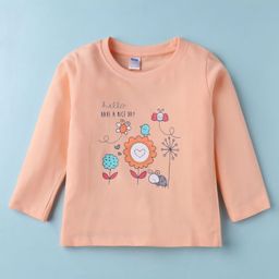 Tango Single Jersey Knit Full Sleeves T-Shirt with Floral Print - Orange-image-82