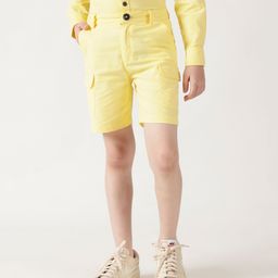 One Friday Cotton Woven Solid Shorts - Yellow-picture-37