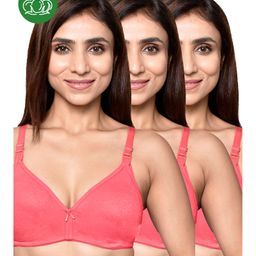 Inner Sense Organic Cotton Knit Pack Of 3 Solid Antimicrobial Maternity Bras With Nursing Access - Peach-picture-10
