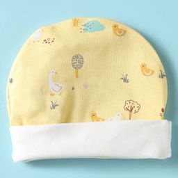 Ben Benny Interlock Knit Cap Mittens & Booties With Bird Print Yellow - Diameter 10 cm image 3