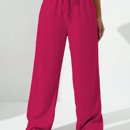 CORSICA Women Textured Relaxed Straight Leg Loose Fit Wrinkle Free Trousers-image-18