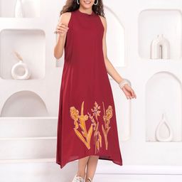 HIGHLIGHT FASHION EXPORT Women Mock Neck A-Line Midi Dress-picture-43
