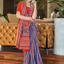 Pandadi Saree Leheriya Print Zari Bagru Sarees-26