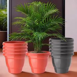 Kuber Industries Pack Of 10 Red & Black Planters image 1