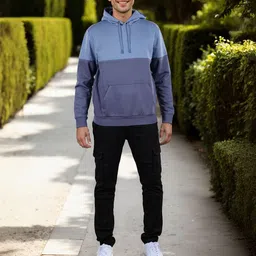 Celio Men Colourblocked Hooded Pocket Cotton Sweatshirt-image-44
