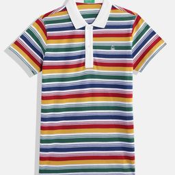 United Colors of Benetton Boys Pure Cotton Striped Polo Collar T-shirt-picture-55