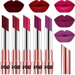 VOLO Set Of 5 Creme Matte Lipsticks -Maroon 42-Red 43-Passion Pink 44-Magenta 45-Purple 48-28