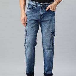 Rodamo Men Relaxed Fit Light Fade Stretchable Cargo Jeans-image-67