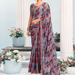 KALINI Embroidered Pure Chiffon Saree-55
