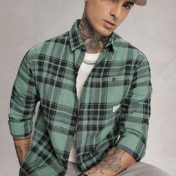 WROGN Pure Cotton Comfort Fit Checked Casual Shirt-image-47