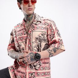 Kook N Keech Oversized Printed Drop-Shoulder Sleeves Pure Cotton Casual Shirt-image-5