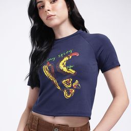 glitchez Chill Mode Printed Cropped T-shirt-image-88