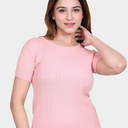 LEZA Cotton Women Self Design Cotton T-shirt-picture-22