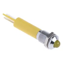 RS PRO Yellow Panel Mount Indicator 24V DC, Mounting Hole Size 8 mm, Termination Type Solder Tab, Model No 207208-8