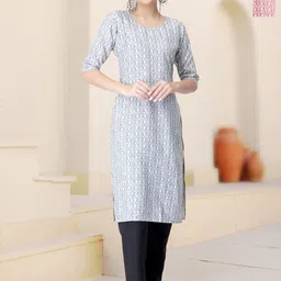 HERE&NOWSelection Of 2 Geometric Printed Round Neck Straight Kurtas-image-39