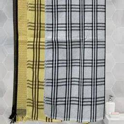 Myntra Elegant Homes Yellow & Brown 3 Pieces Striped Cotton 210 GSM Bath Towel-image-20