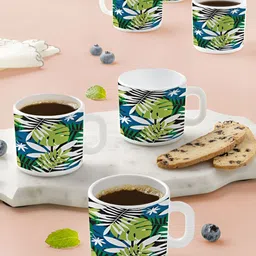 Larah by BOROSIL Novelty White 6 Pcs Printed Opalware Matte Mugs 100 Ml-picture-39
