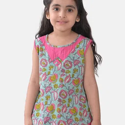 Sangria Girls Floral Printed Sleeveless Pure Cotton Top-picture-12