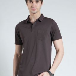 Monte Carlo Men Checked Polo Collar Slim Fit T-shirt-image-35