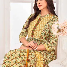 MOJILAA Women Floral Printed Regular Sequinned Kurta with Trousers & With Dupatta image 5
