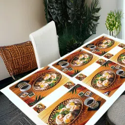REVEXO Yellow & Green 12 Pieces Printed Table Placemats & Coasters-37